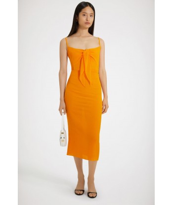 Knot-front slip dress in organic cotton pas cher