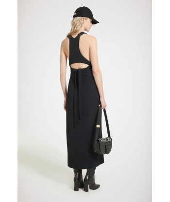 Dungaree midi dress in technical crepe Vous souhaitez 