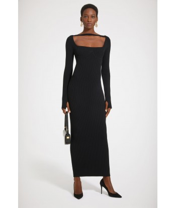 Ribbed corset maxi dress in sustainable wool blend plus qu'un jeu 