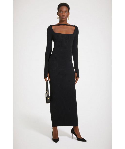 Ribbed corset maxi dress in sustainable wool blend plus qu'un jeu 