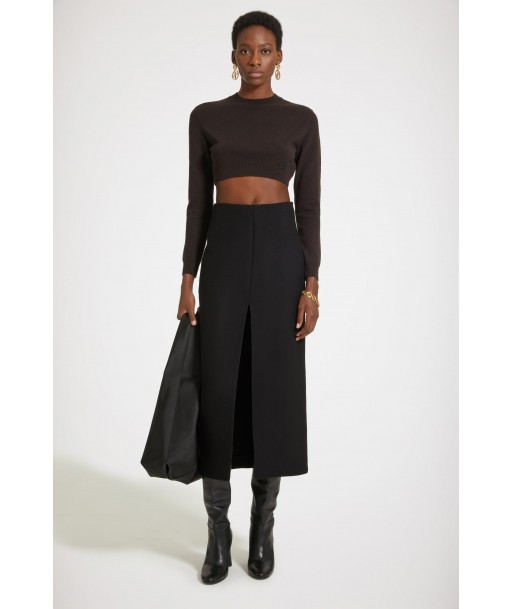 Slit midi skirt in wool-blend felt d'Europe débarque