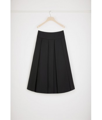 Pleated midi skirt in technical wool twill meilleur choix