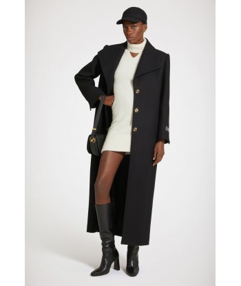 Long tailored coat in wool-blend felt rembourrage situé sous