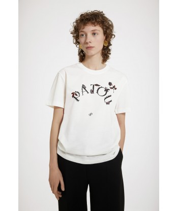 Floral Patou curved logo t-shirt in organic cotton rembourrage situé sous