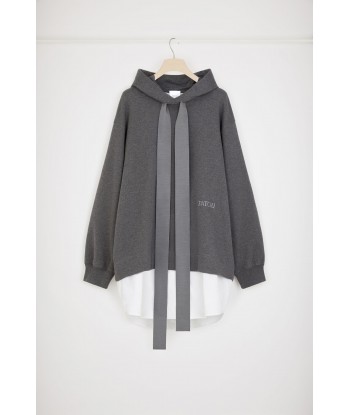 Trompe l'oeil hoodie dress in organic cotton brillant des détails fins